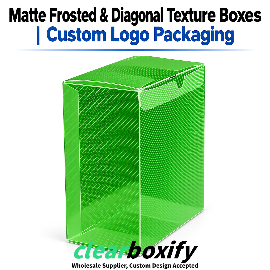 Green Matte PP Frosted & Diagonal Texture Boxes with Diagonal Texture