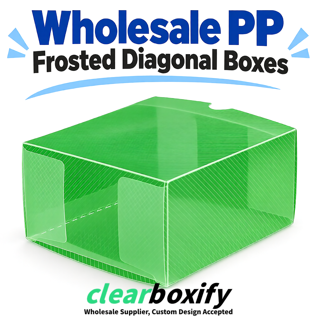 Green Matte PP Frosted & Diagonal Texture Boxes with Diagonal Texture