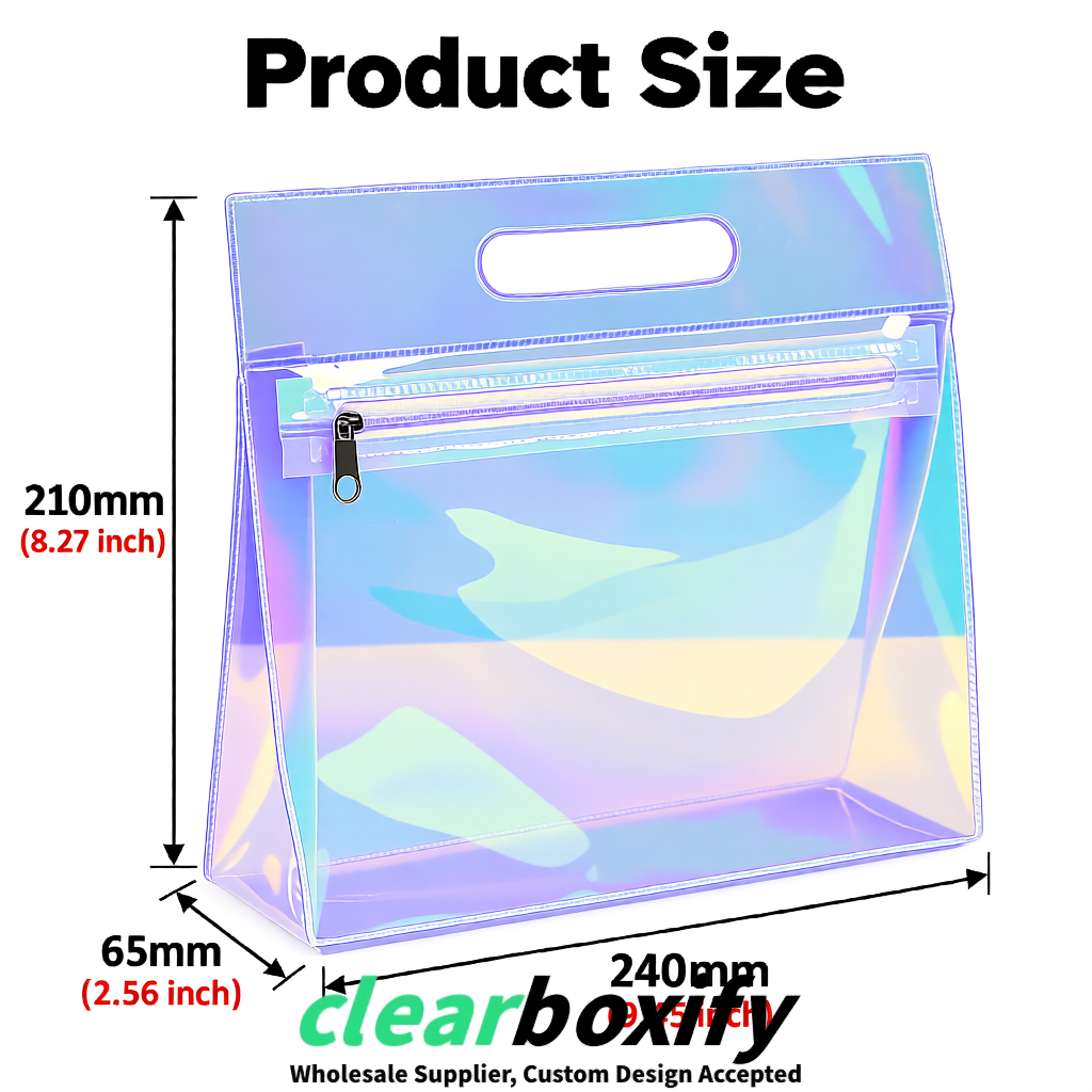 Holographic EVA/PVC Cosmetic Bags | OEM/ODM Clear Zipper Makeup Pouches