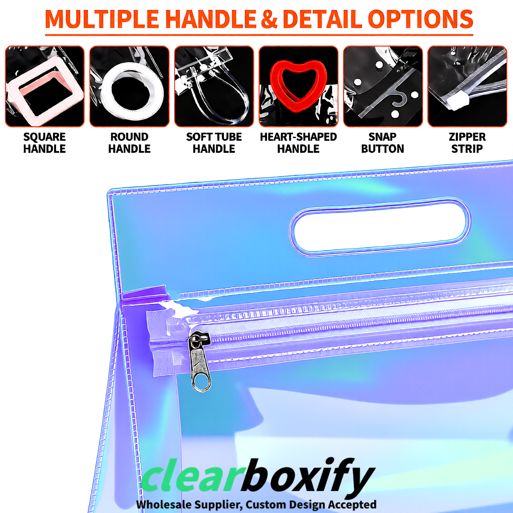 Holographic EVA/PVC Cosmetic Bags | OEM/ODM Clear Zipper Makeup Pouches