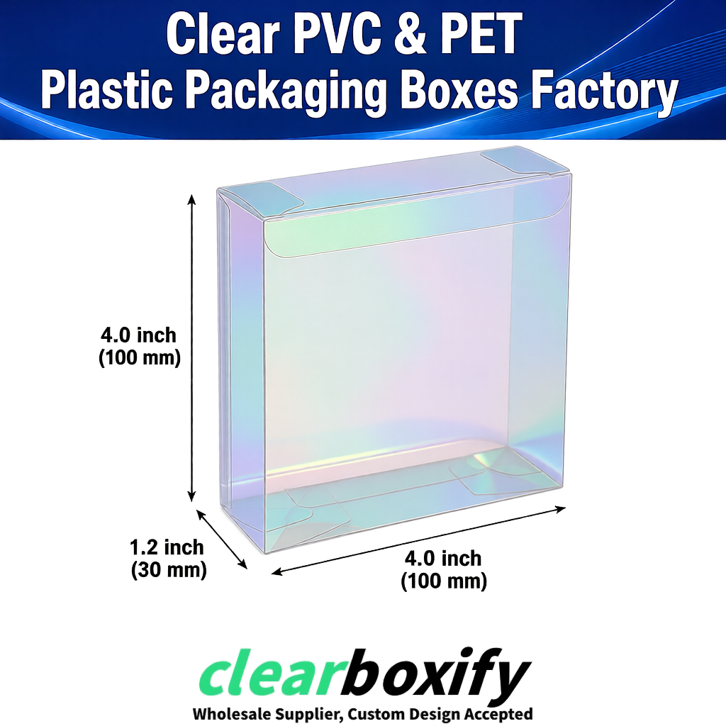 Wholesale Holographic Clear PVC & PET Boxes 90x90x90mm 100x100x30/50/100mm