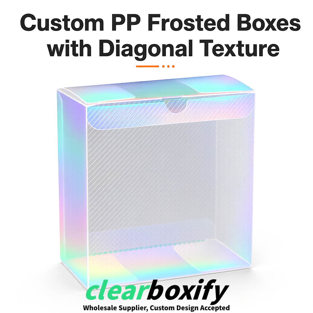 Holographic Matte PP Frosted & Diagonal Texture Boxes with Diagonal Texture