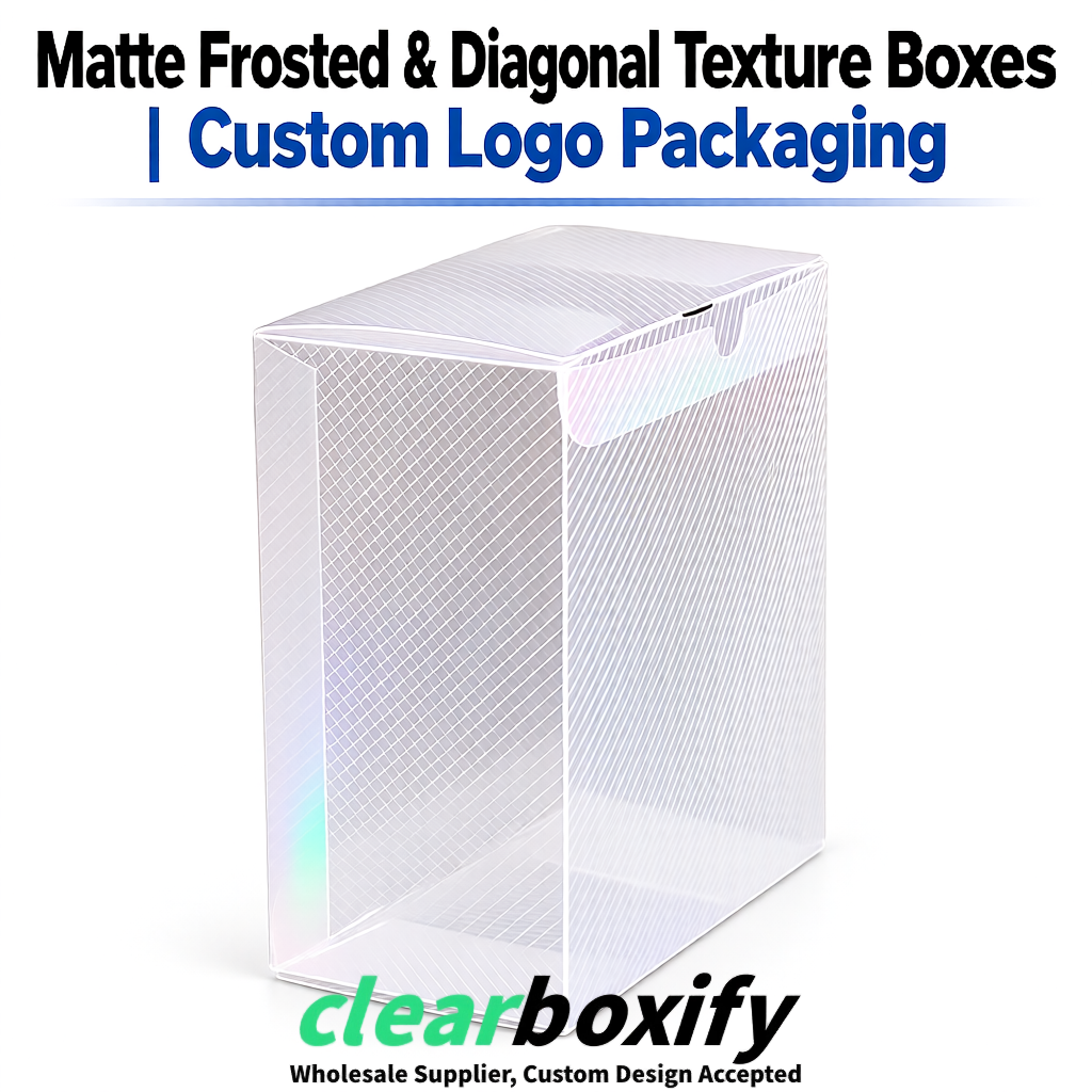 Holographic Matte PP Frosted & Diagonal Texture Boxes with Diagonal Texture