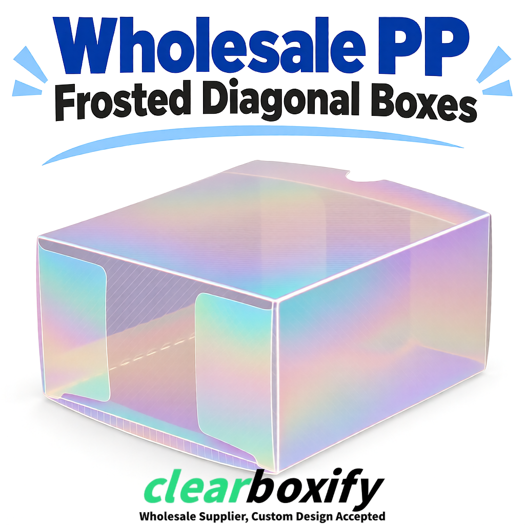 Holographic Matte PP Frosted & Diagonal Texture Boxes with Diagonal Texture