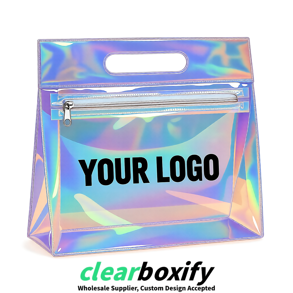 Iridescent EVA/PVC Cosmetic Bags | OEM/ODM Clear Zipper Makeup Pouches