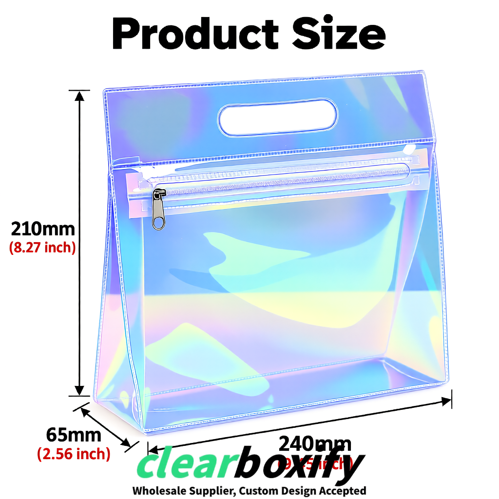 Iridescent EVA/PVC Cosmetic Bags | OEM/ODM Clear Zipper Makeup Pouches