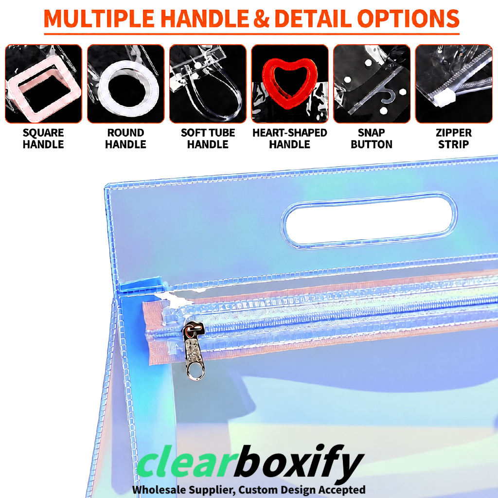 Iridescent EVA/PVC Cosmetic Bags | OEM/ODM Clear Zipper Makeup Pouches