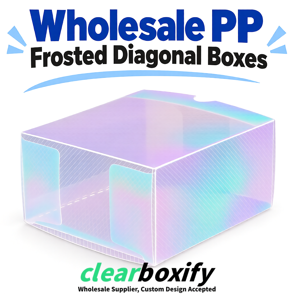 Iridescent Matte PP Frosted & Diagonal Texture Boxes with Diagonal Texture
