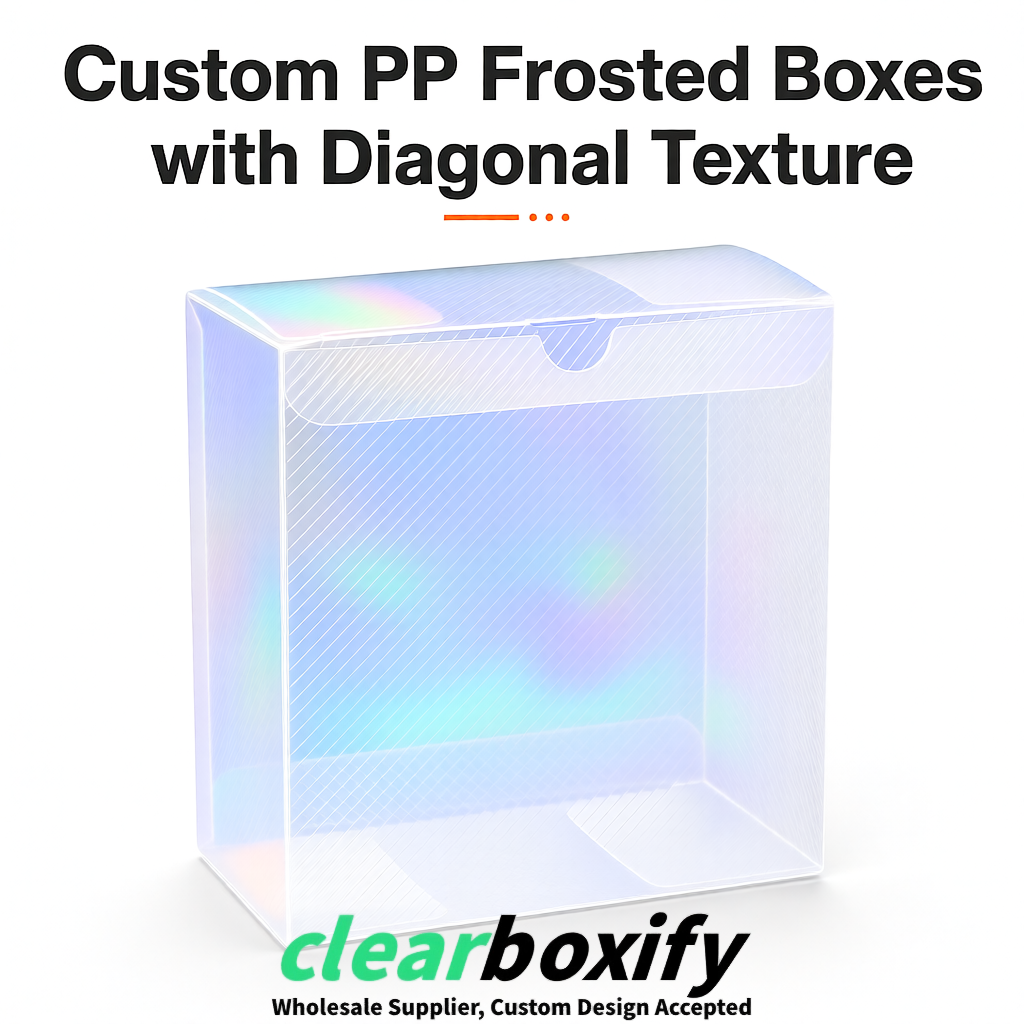 Iridescent Matte PP Frosted & Diagonal Texture Boxes with Diagonal Texture
