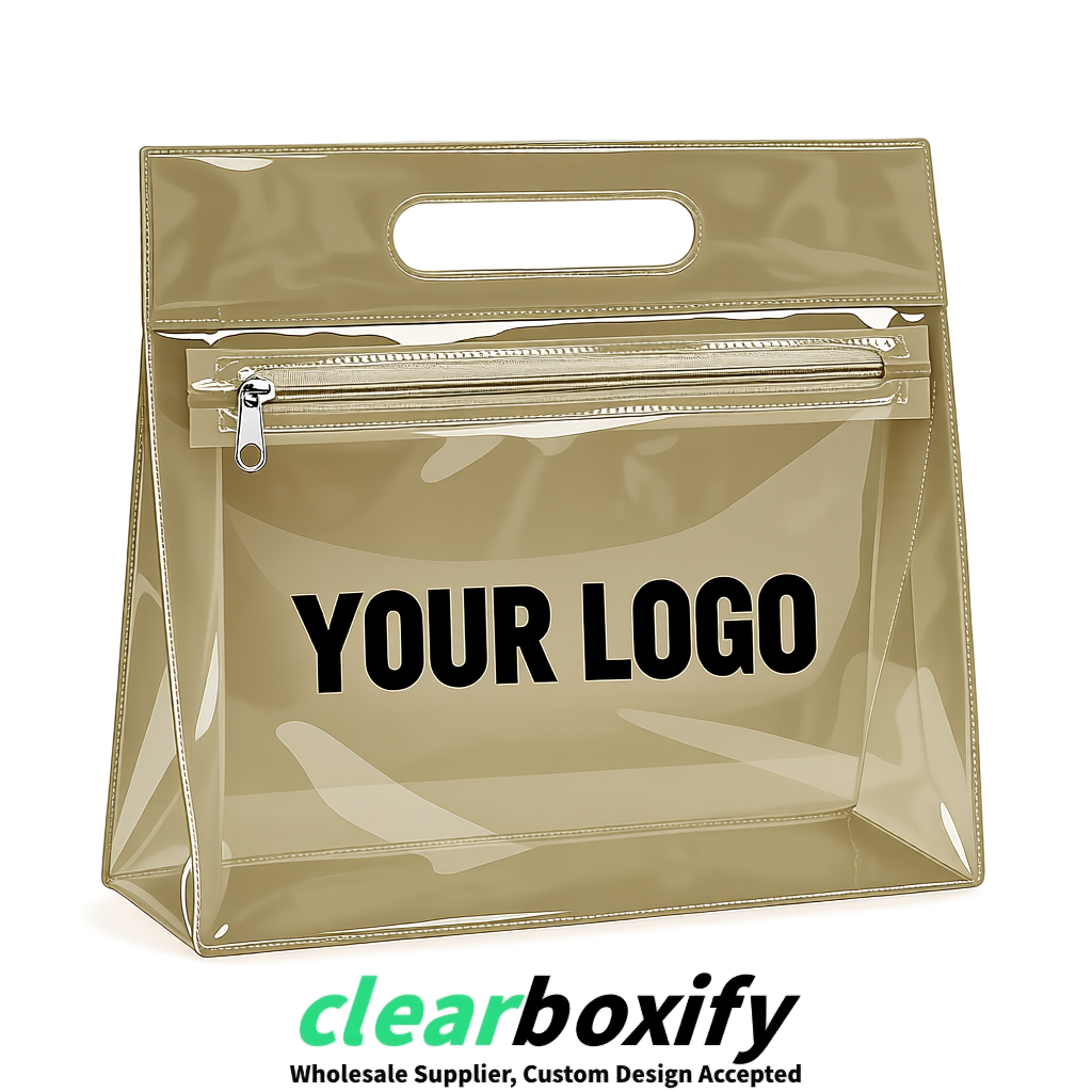 Khaki EVA/PVC Cosmetic Bags | OEM/ODM Clear Zipper Makeup Pouches