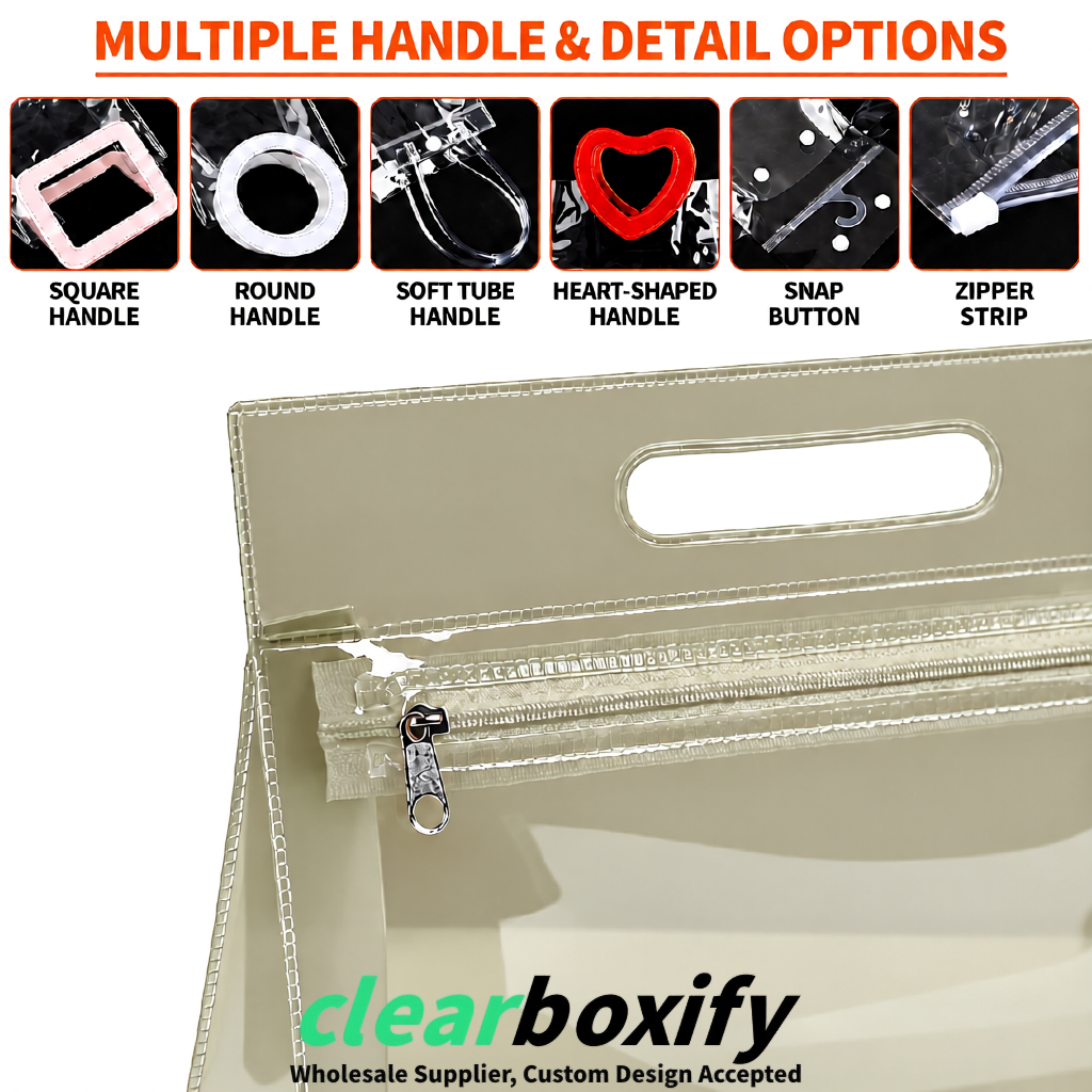 Khaki EVA/PVC Cosmetic Bags | OEM/ODM Clear Zipper Makeup Pouches