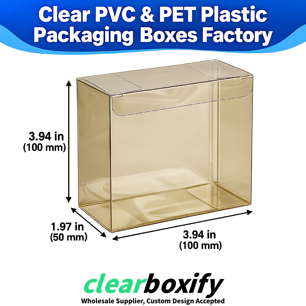 Wholesale Khaki Clear PVC & PET Boxes 90x90x90mm 100x100x30/50/100mm