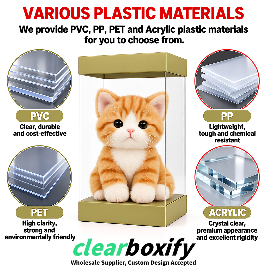 Khaki Clear Toy Display Boxes with White Base & Top | Wholesale Bulk Packaging Khaki Clear Toy Display Boxes with White Base & Top | Wholesale Bulk Packaging
