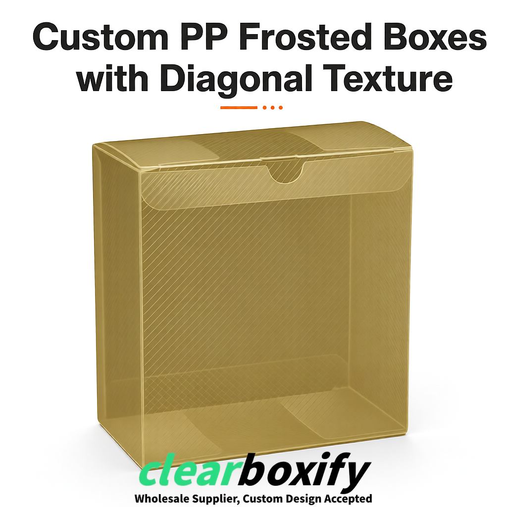 Khaki Matte PP Frosted & Diagonal Texture Boxes with Diagonal Texture