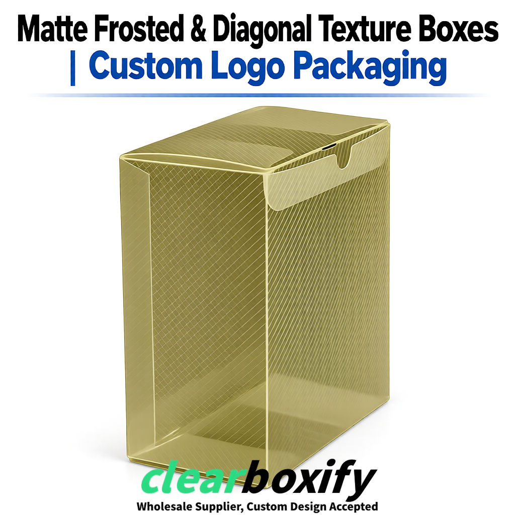 Khaki Matte PP Frosted & Diagonal Texture Boxes with Diagonal Texture