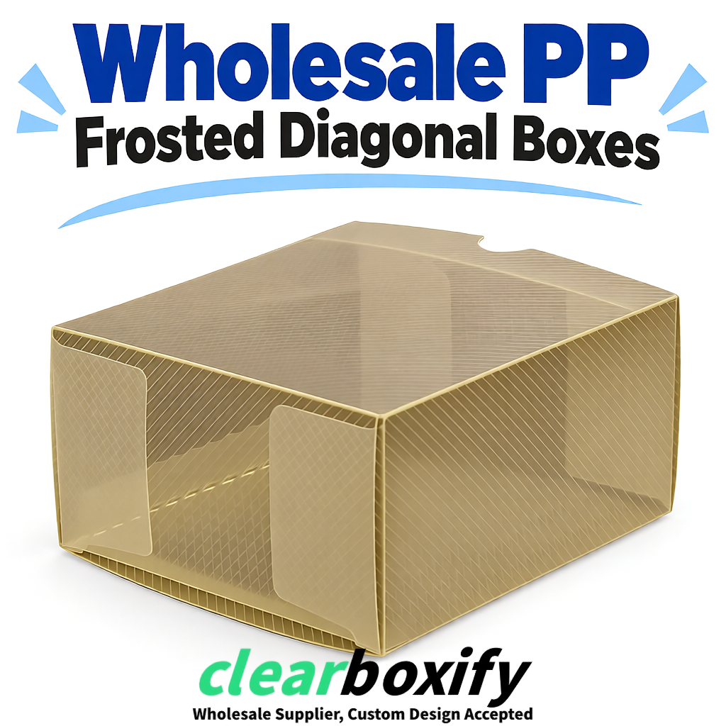 Khaki Matte PP Frosted & Diagonal Texture Boxes with Diagonal Texture