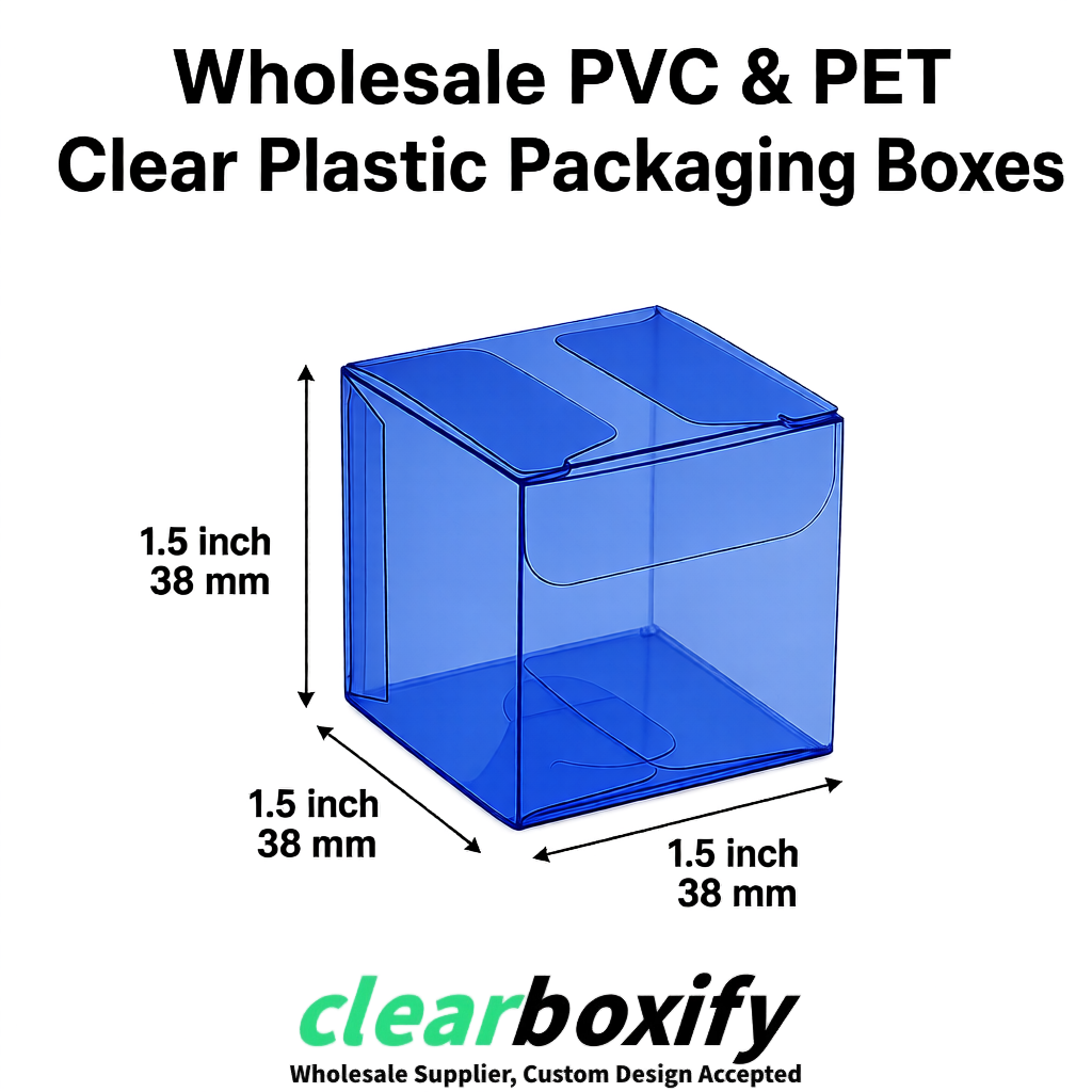 Klein Blue Clear PVC & PET Boxes 38x38x38, 40x40x40, 50x50x50/80mm