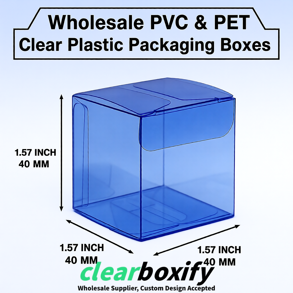 Klein Blue Clear PVC & PET Boxes 38x38x38, 40x40x40, 50x50x50/80mm