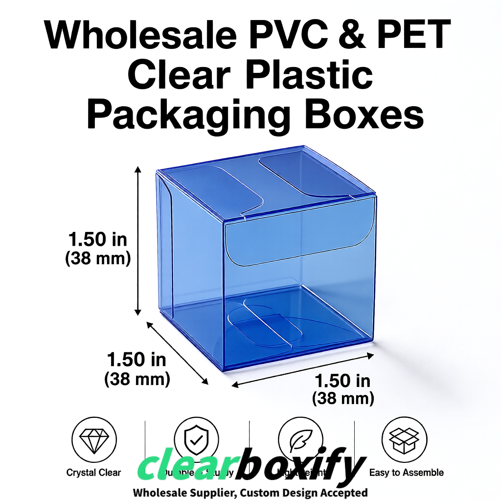 Klein Blue Clear PVC & PET Boxes 38x38x38, 40x40x40, 50x50x50/80mm