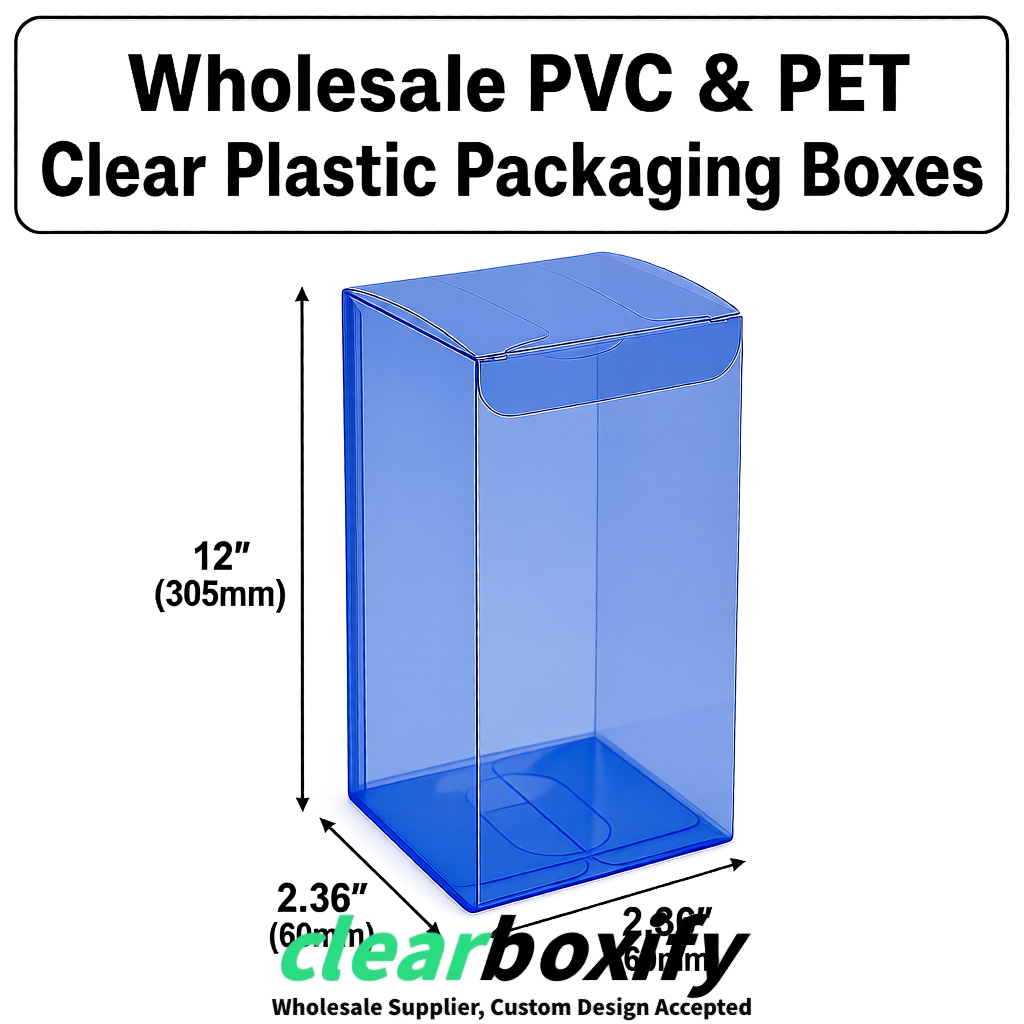 Klein Blue Wholesale Clear PVC & PET Boxes 50x50x120/150/200mm 60x60x60/120 mm Klein Blue Wholesale Clear PVC & PET Boxes 50x50x120/150/200mm 60x60x60/120 mm
