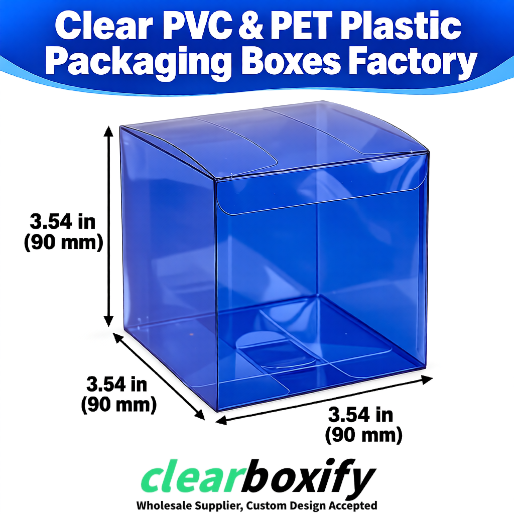 Wholesale Klein Blue Clear PVC & PET Boxes 90x90x90mm 100x100x30/50/100mm