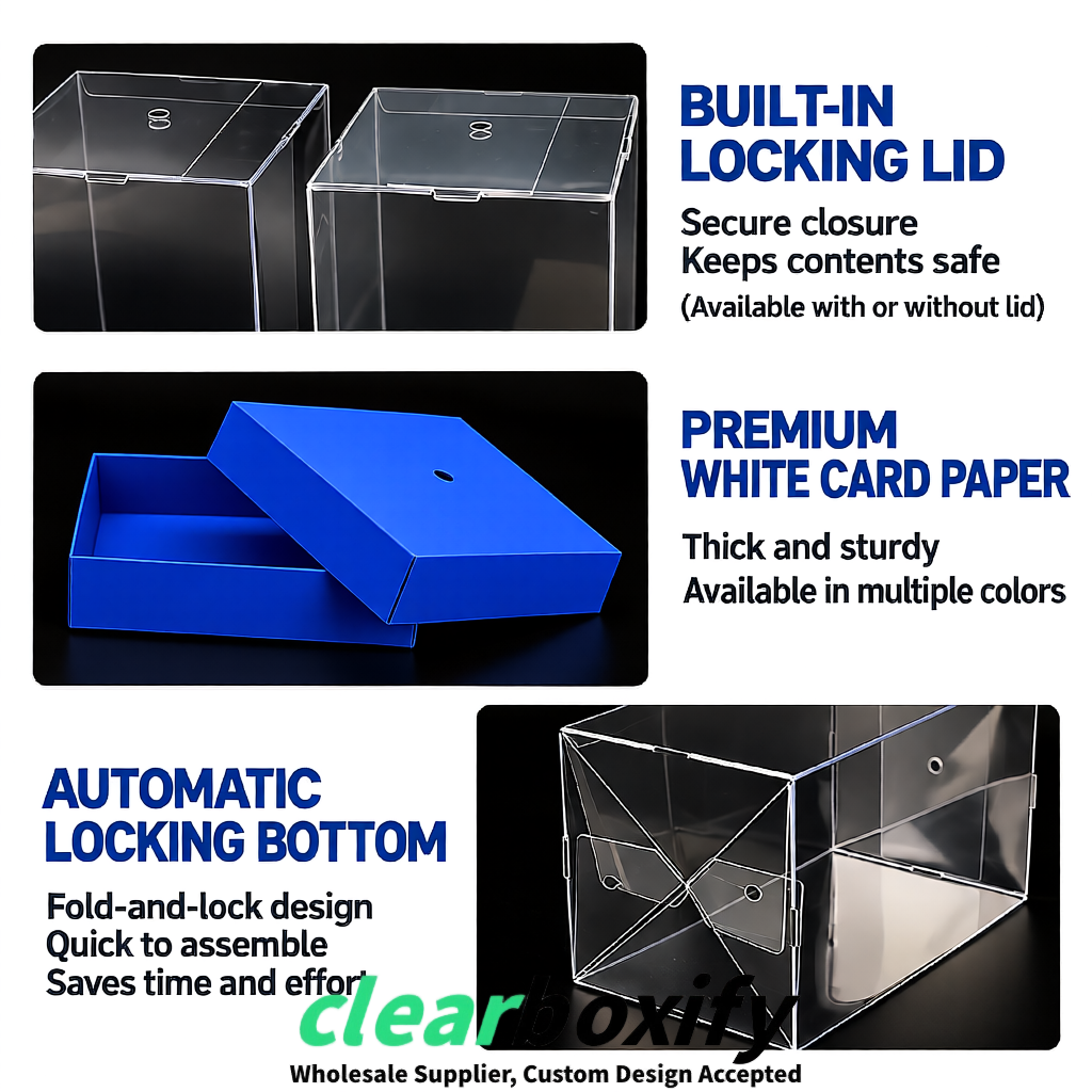 Klein Blue Clear Toy Display Boxes with White Base & Top | Wholesale Bulk Packaging
