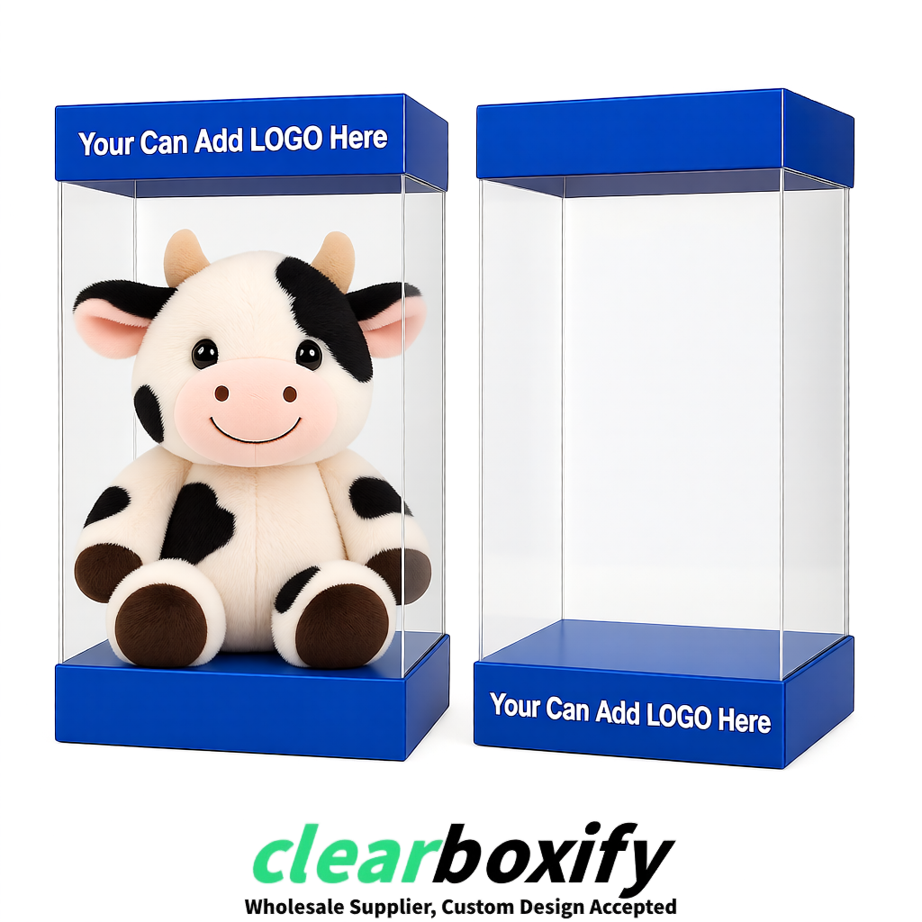 Klein Blue Clear Toy Display Boxes with White Base & Top | Wholesale Bulk Packaging