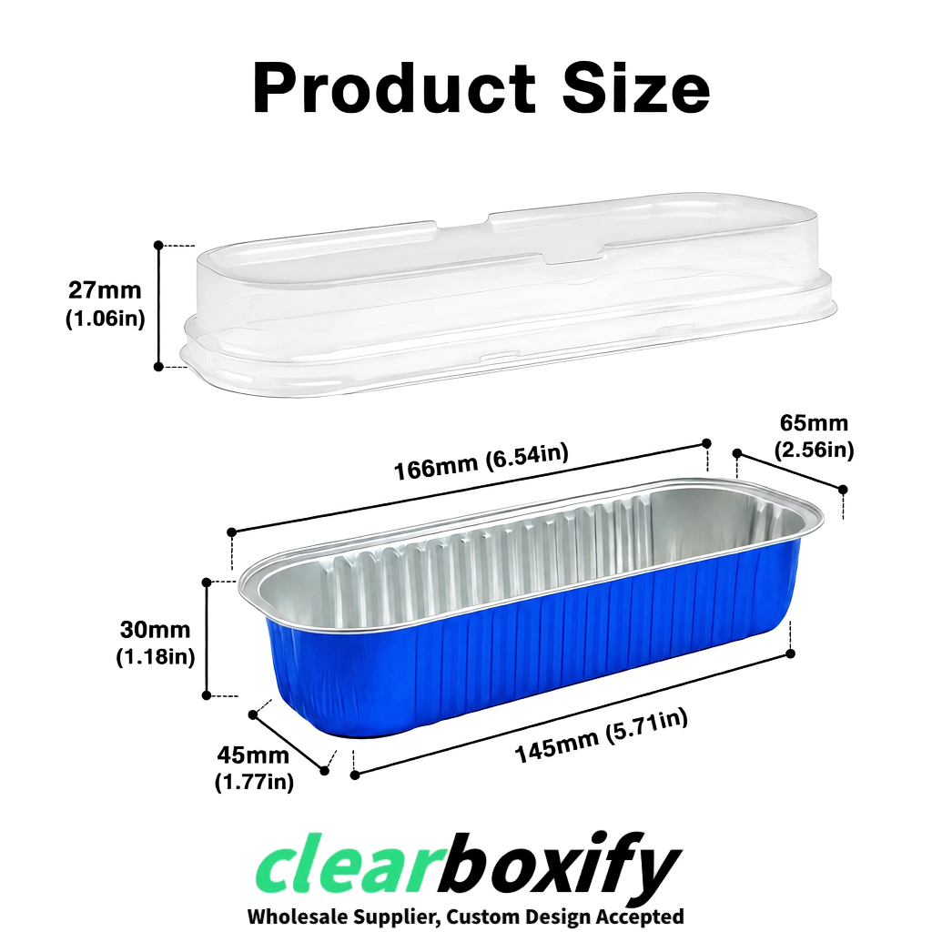 Klein Blue Mini Loaf Pans with Clear Lids 6.8oz Rectangular Aluminum Foil Baking Pans Supplier
