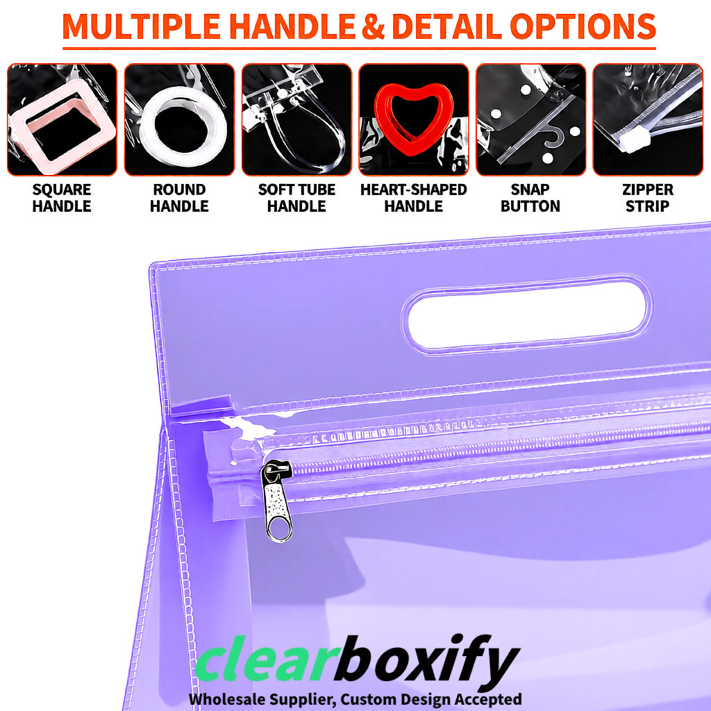 Lavender EVA/PVC Cosmetic Bags | OEM/ODM Clear Zipper Makeup Pouches