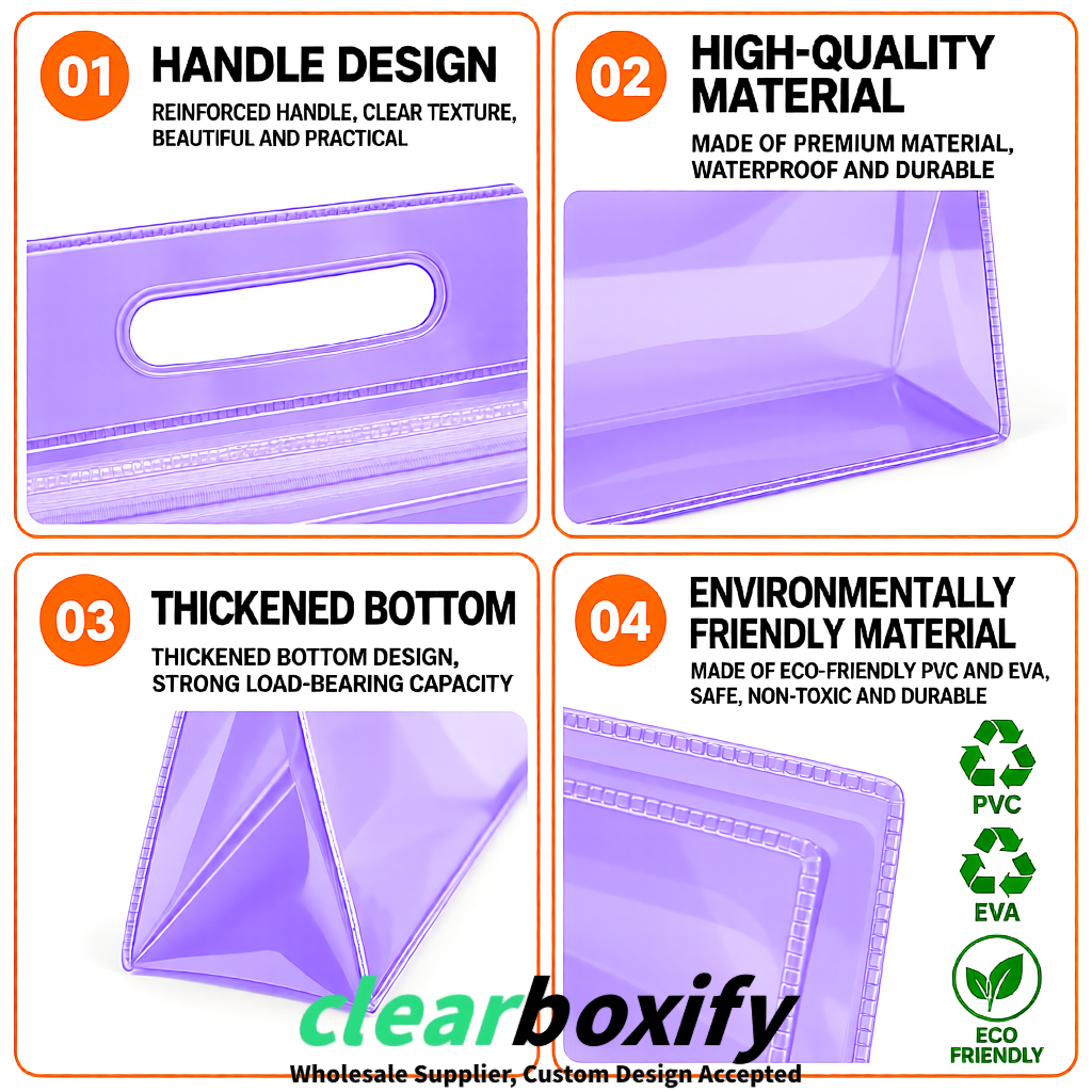 Lavender EVA/PVC Cosmetic Bags | OEM/ODM Clear Zipper Makeup Pouches