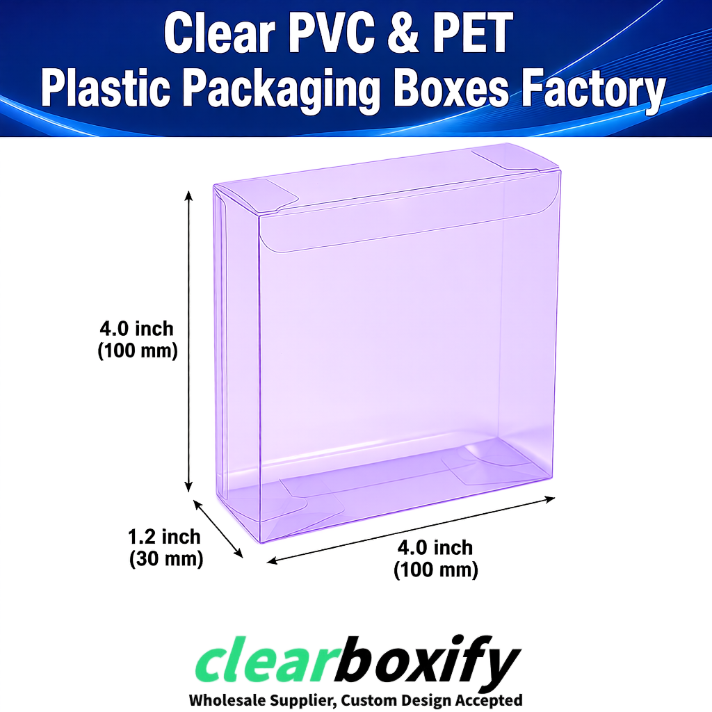 Wholesale Lavender Clear PVC & PET Boxes 90x90x90mm 100x100x30/50/100mm