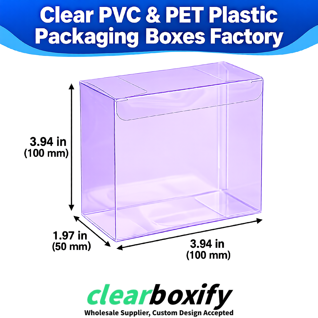 Wholesale Lavender Clear PVC & PET Boxes 90x90x90mm 100x100x30/50/100mm
