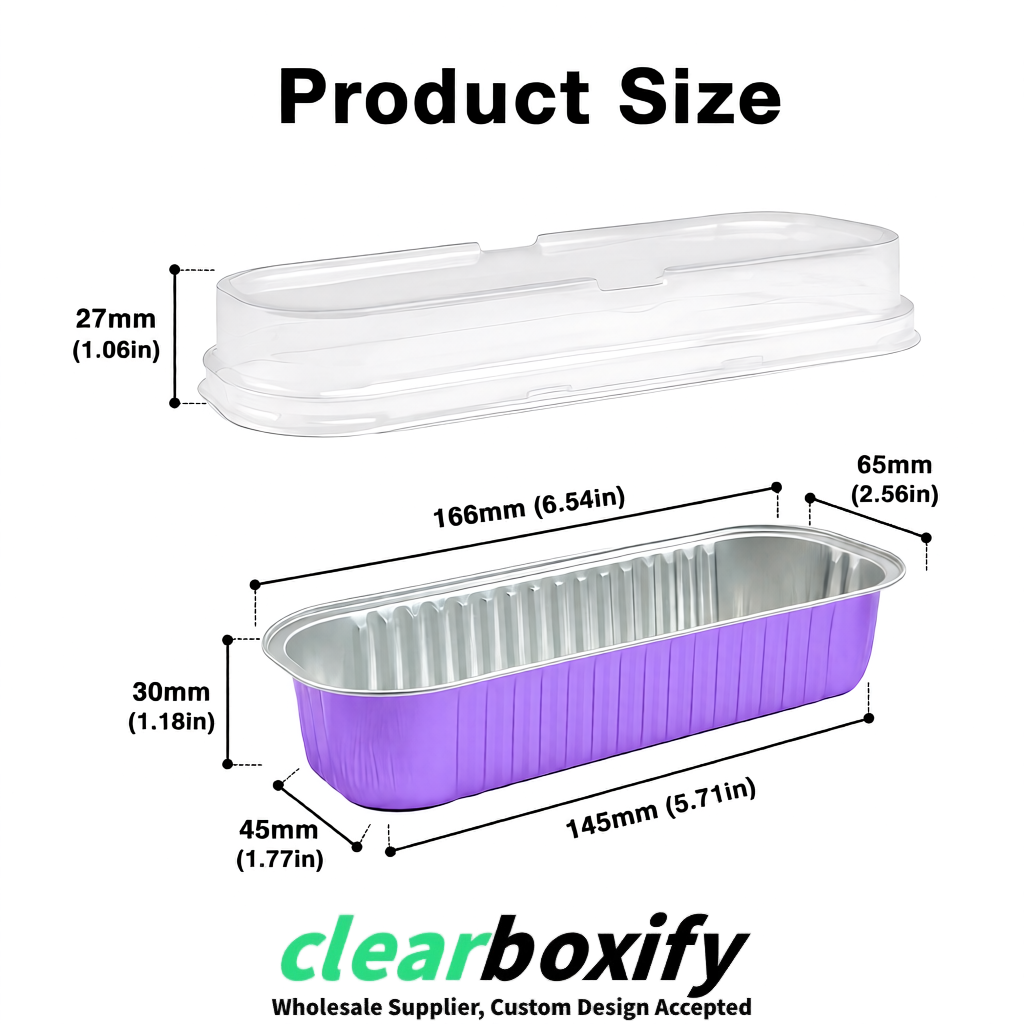 Lavender Mini Loaf Pans with Clear Lids 6.8oz Rectangular Aluminum Foil Baking Pans Supplier