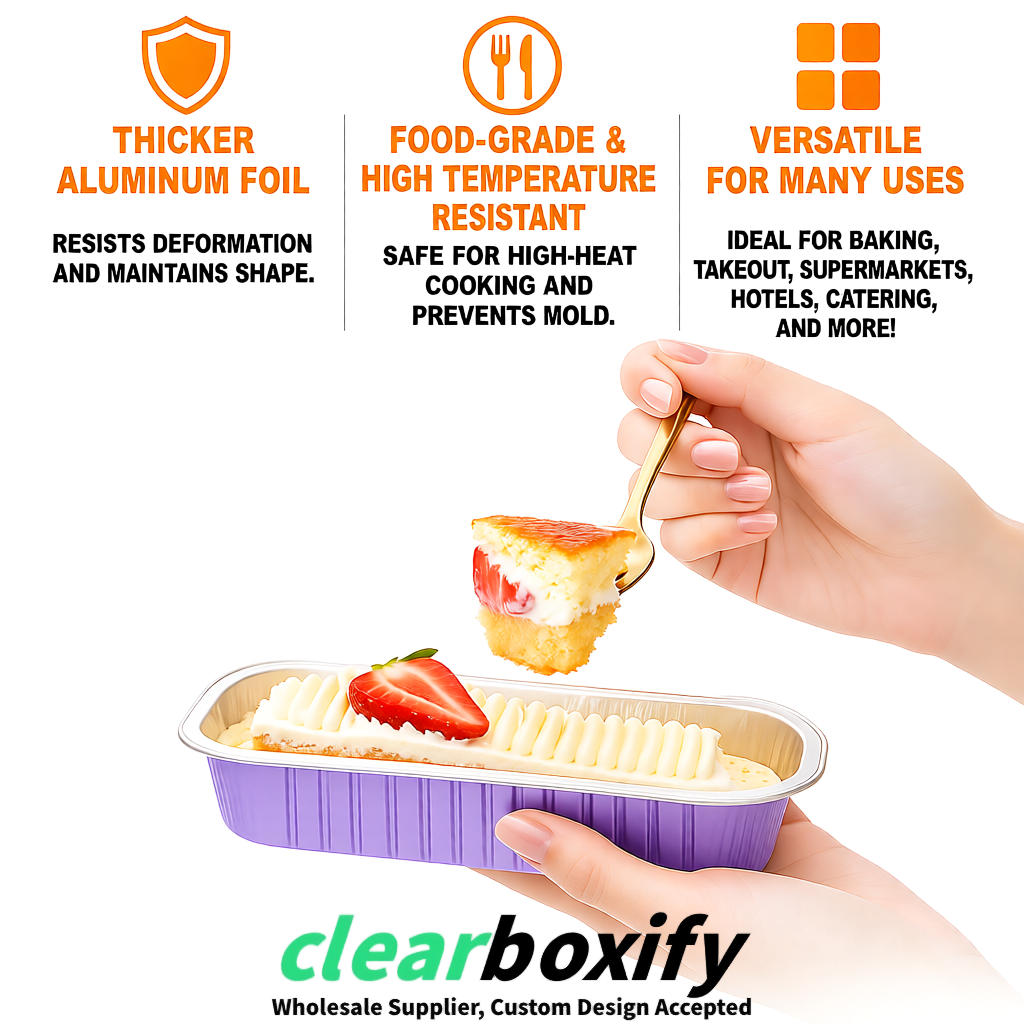 Lavender Mini Loaf Pans with Clear Lids 6.8oz Rectangular Aluminum Foil Baking Pans Supplier