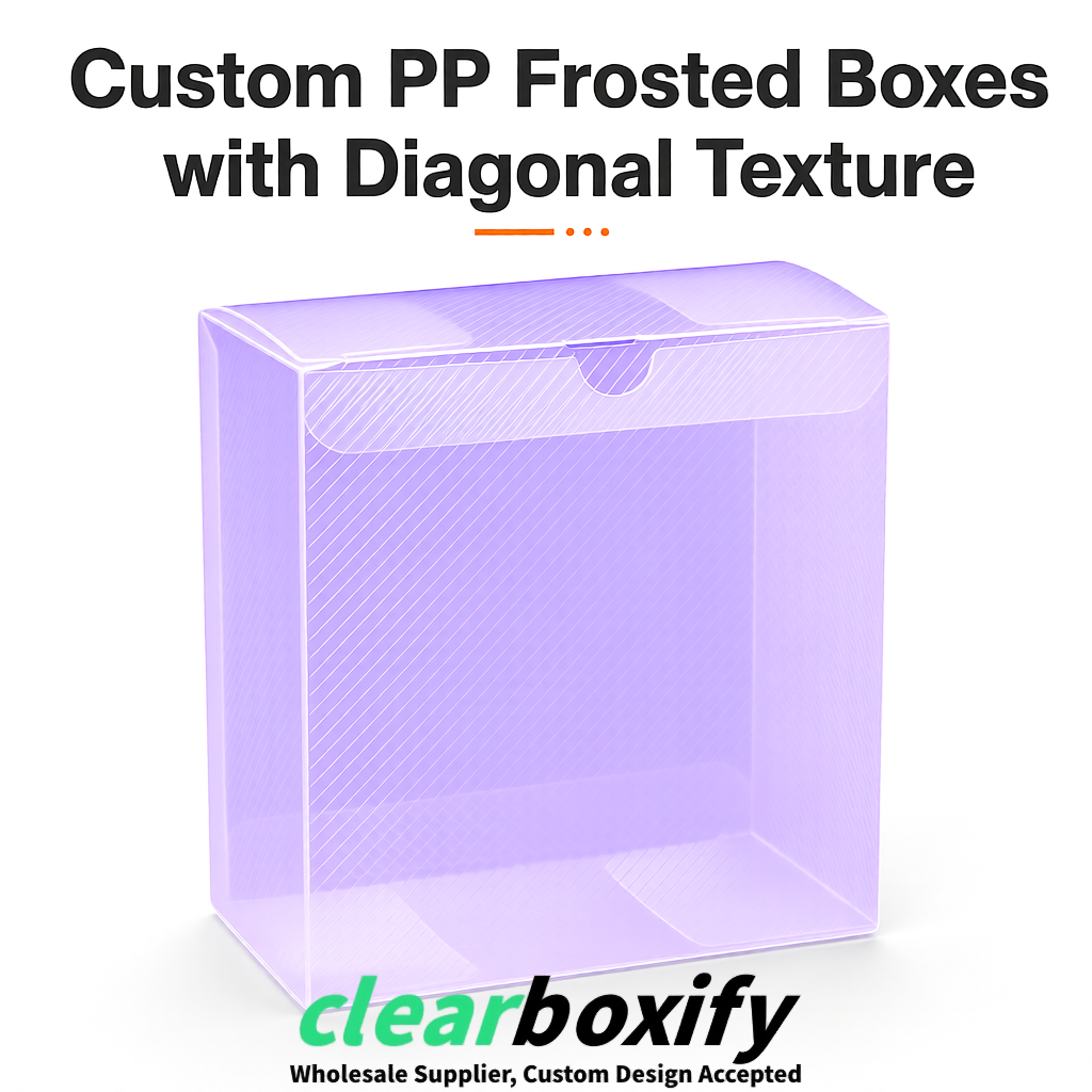 Lavender Matte PP Frosted & Diagonal Texture Boxes with Diagonal Texture