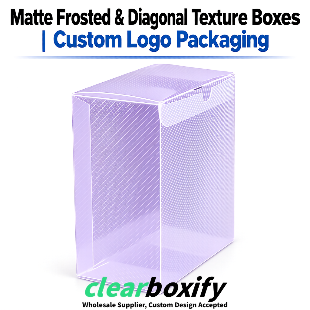 Lavender Matte PP Frosted & Diagonal Texture Boxes with Diagonal Texture
