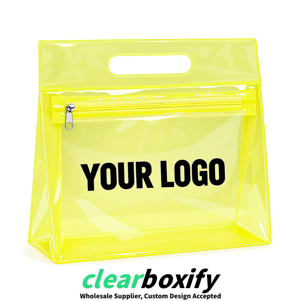 Lemon Yellow EVA/PVC Cosmetic Bags | OEM/ODM Clear Zipper Makeup Pouches