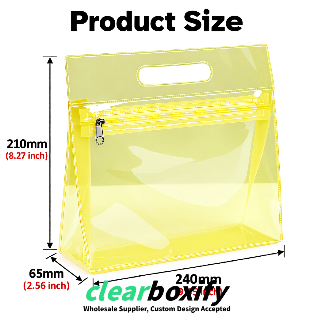 Lemon Yellow EVA/PVC Cosmetic Bags | OEM/ODM Clear Zipper Makeup Pouches