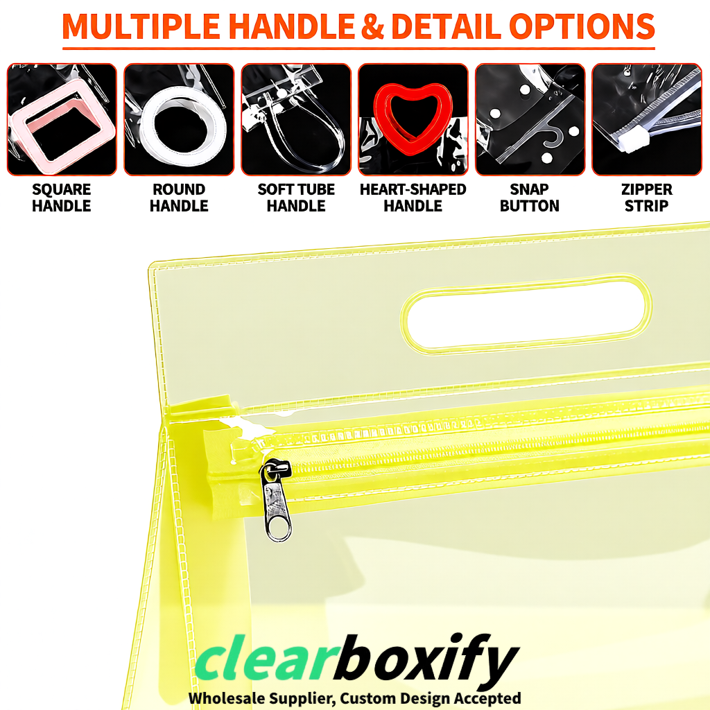 Lemon Yellow EVA/PVC Cosmetic Bags | OEM/ODM Clear Zipper Makeup Pouches