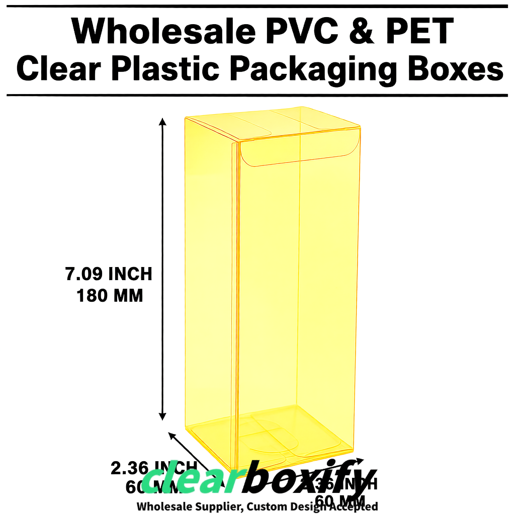 PPWR-Aligned Lemon Yellow Translucent PVC & PET Boxes 60x60x180mm 76x76x76mm 70x70x70/100/120mm