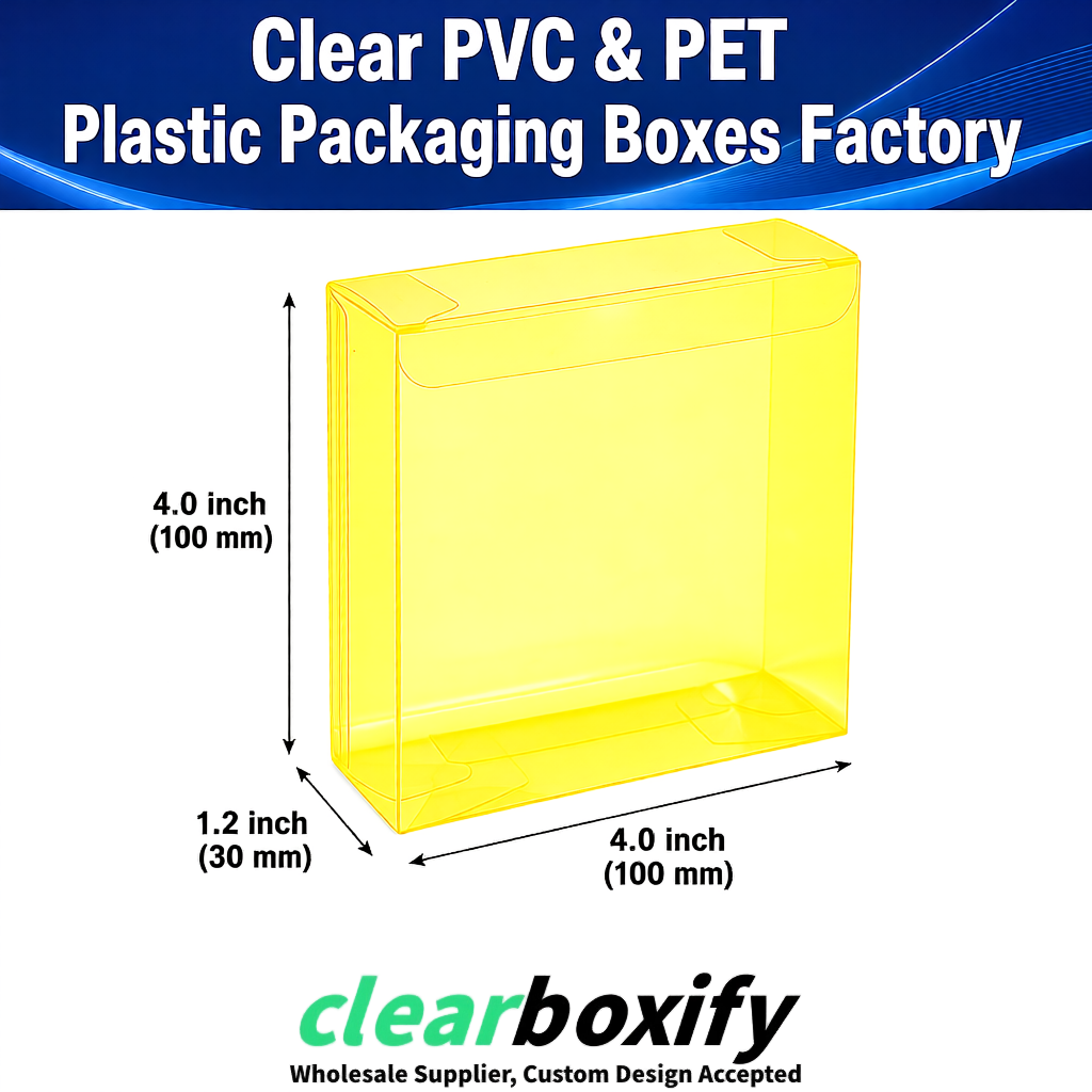 Wholesale Lemon Yellow Clear PVC & PET Boxes 90x90x90mm 100x100x30/50/100mm
