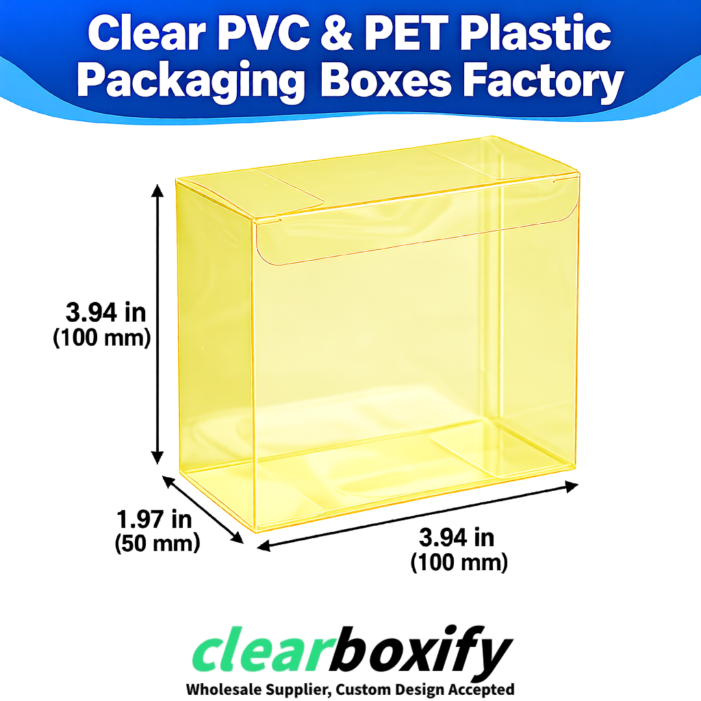 Wholesale Lemon Yellow Clear PVC & PET Boxes 90x90x90mm 100x100x30/50/100mm