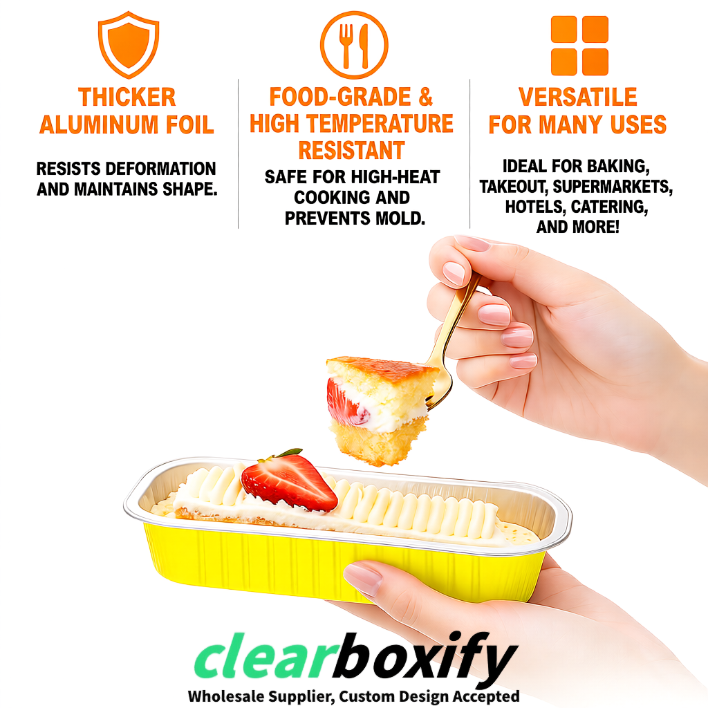 Lemon Yellow Mini Loaf Pans with Clear Lids 6.8oz Rectangular Aluminum Foil Baking Pans Supplier