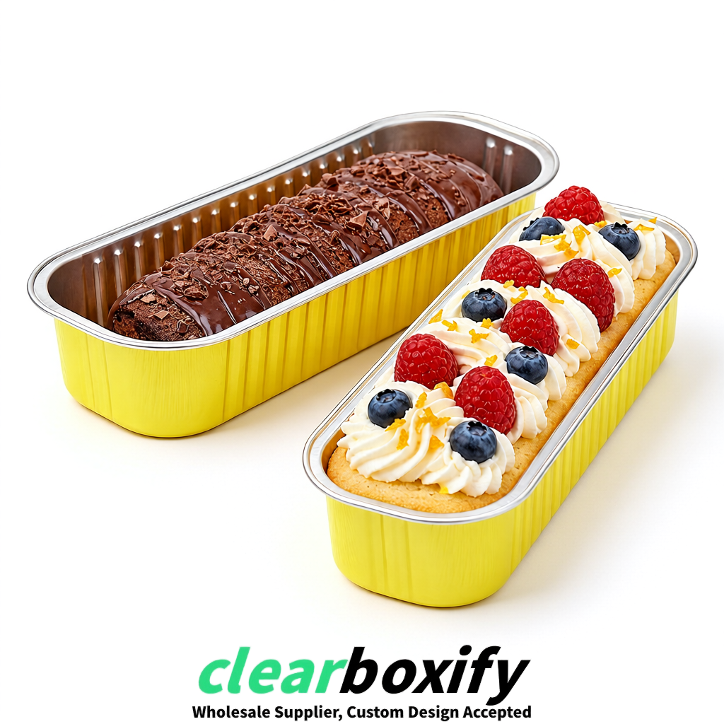 Lemon Yellow Mini Loaf Pans with Clear Lids 6.8oz Rectangular Aluminum Foil Baking Pans Supplier Lemon Yellow Mini Loaf Pans with Clear Lids 6.8oz Rectangular Aluminum Foil Baking Pans Supplier