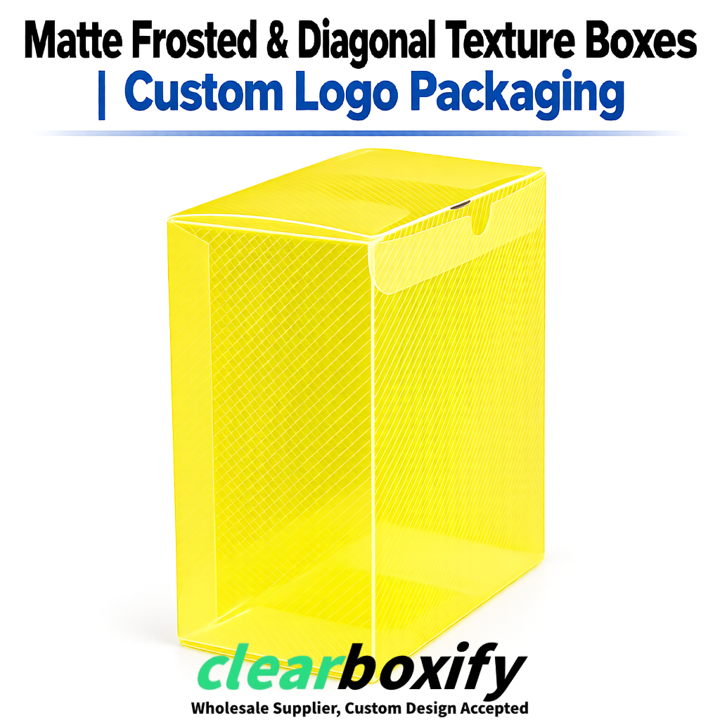 Lemon Yellow Matte PP Frosted & Diagonal Texture Boxes with Diagonal Texture