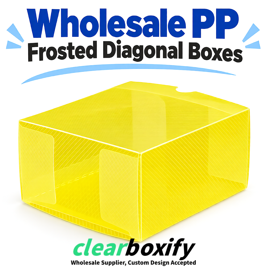 Lemon Yellow Matte PP Frosted & Diagonal Texture Boxes with Diagonal Texture