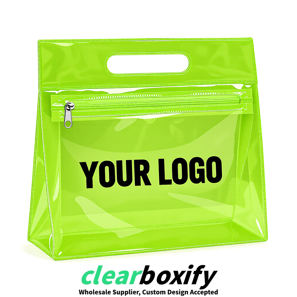 Lime Green EVA/PVC Cosmetic Bags | OEM/ODM Clear Zipper Makeup Pouches