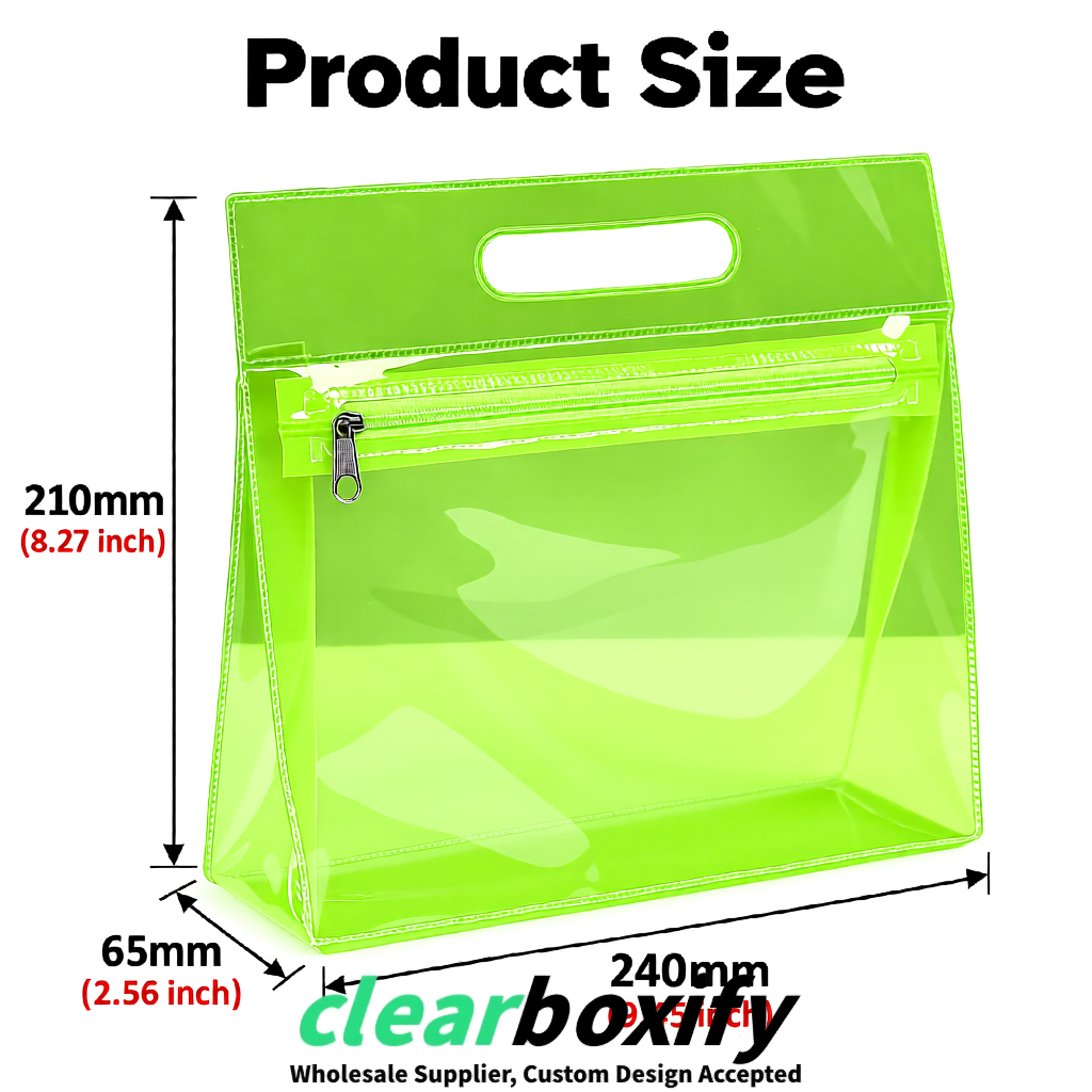 Lime Green EVA/PVC Cosmetic Bags | OEM/ODM Clear Zipper Makeup Pouches