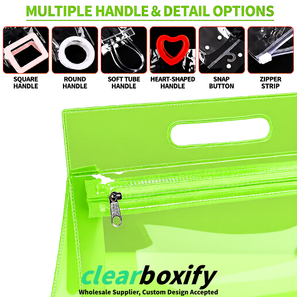 Lime Green EVA/PVC Cosmetic Bags | OEM/ODM Clear Zipper Makeup Pouches