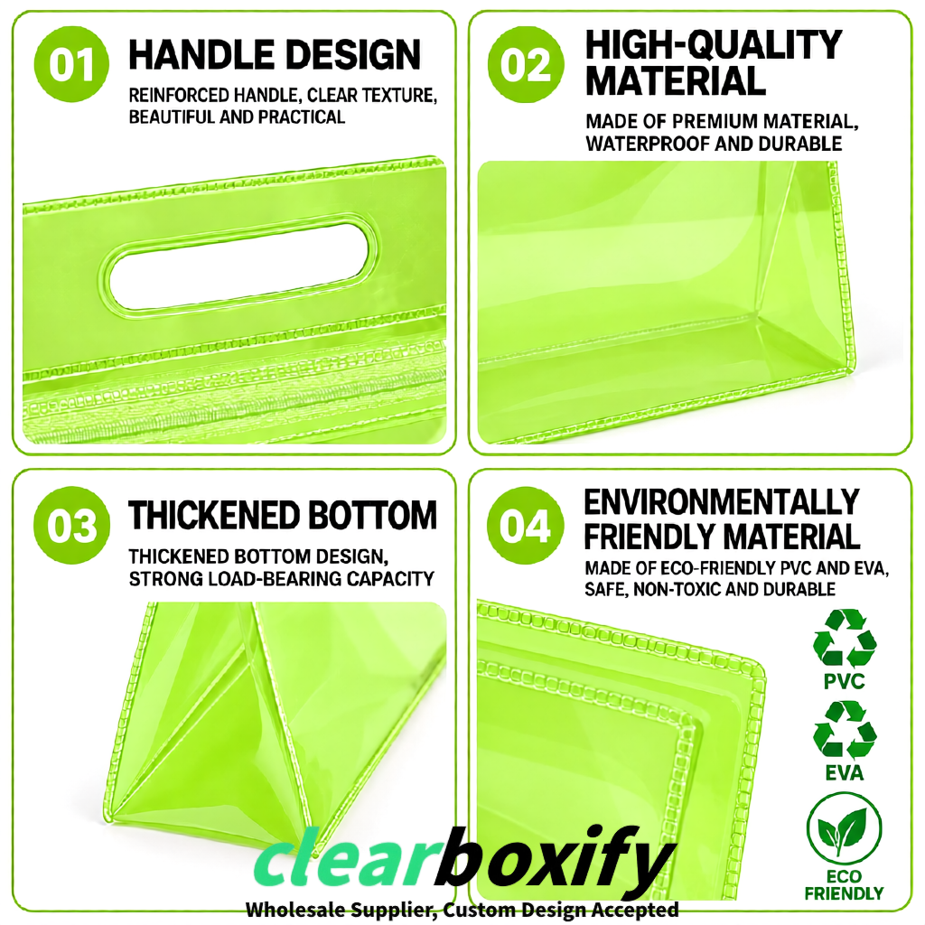 Lime Green EVA/PVC Cosmetic Bags | OEM/ODM Clear Zipper Makeup Pouches